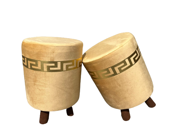 Ottoman LV Pinted Velvet Stool