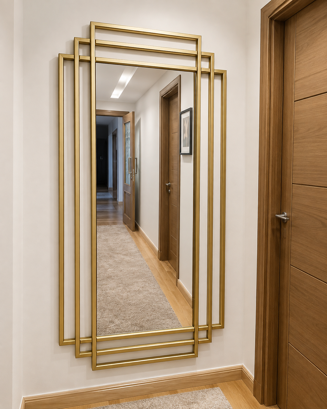 Luxury Gold Rectangle Wall Mirror | Modern Decorative Metal Frame Mirror