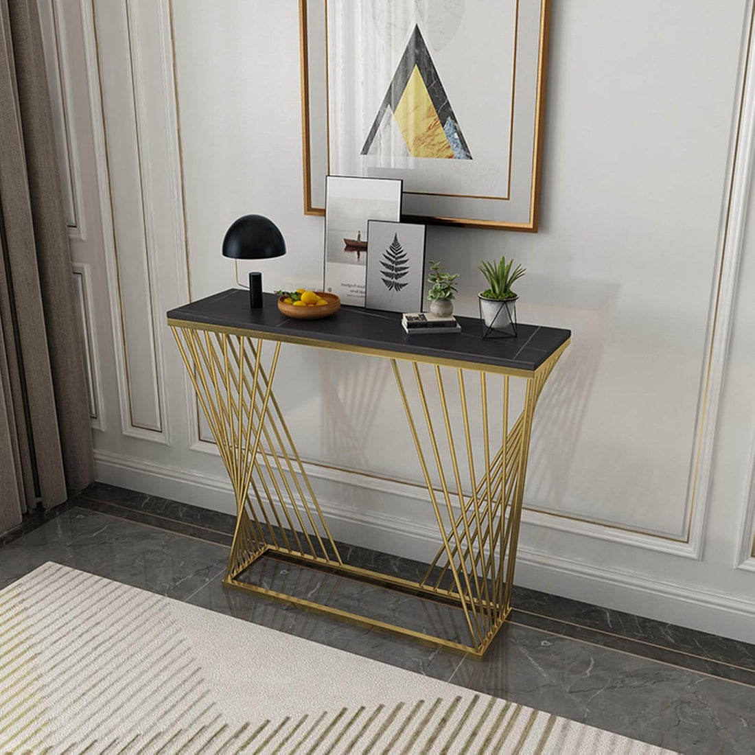 Double Cross Rods Console Fancy Hallway Table