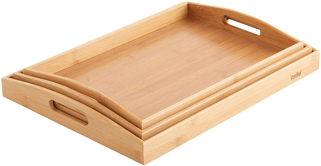 Wooden Tray Set 3 Pieces