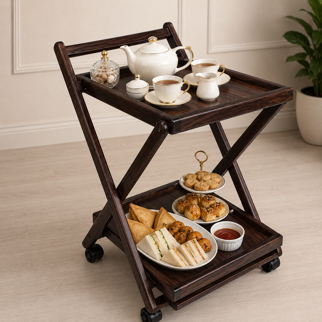 Premium Wooden Tea Trolley