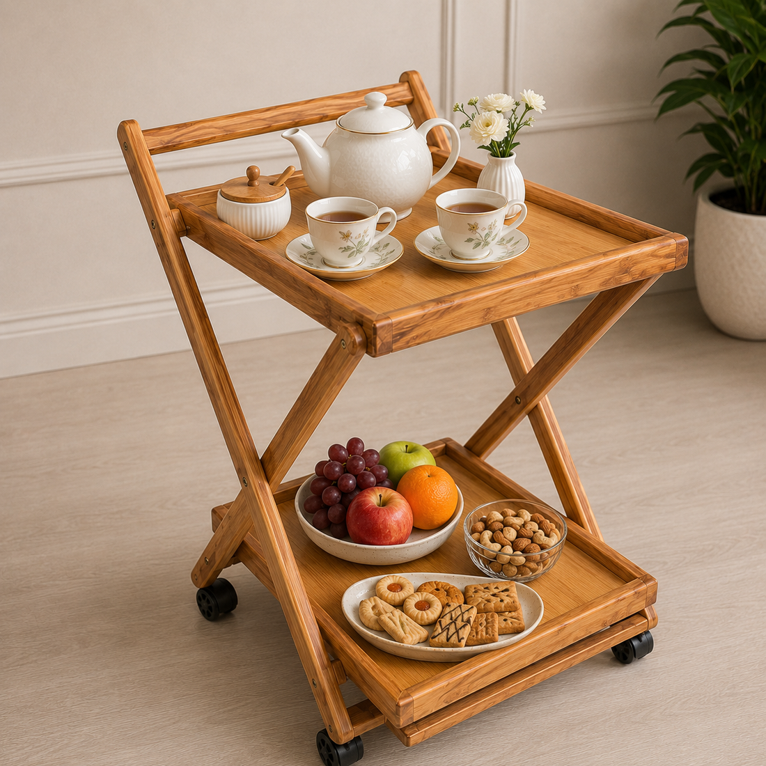 Premium Wooden Tea Trolley