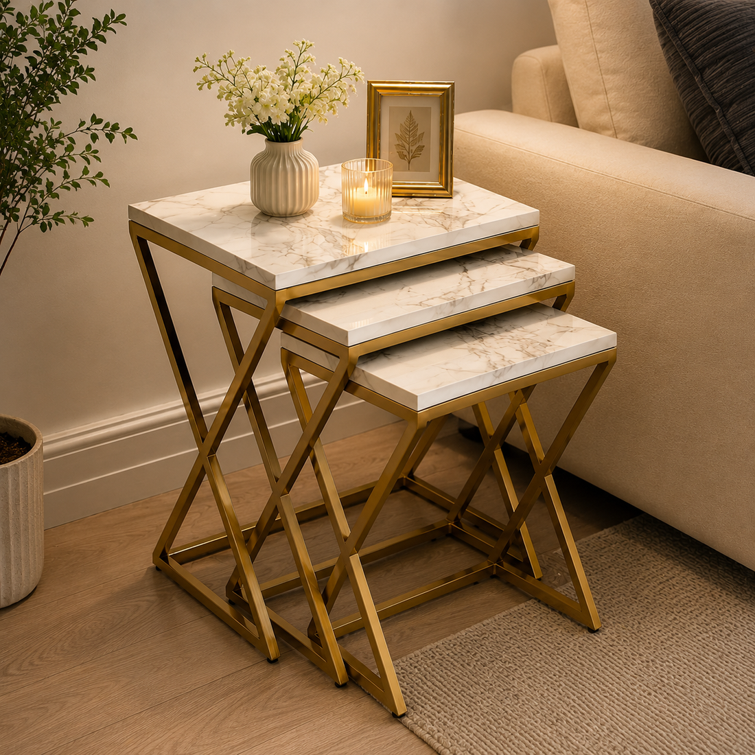 Luxury Space Saving Nesting Table for Living Room