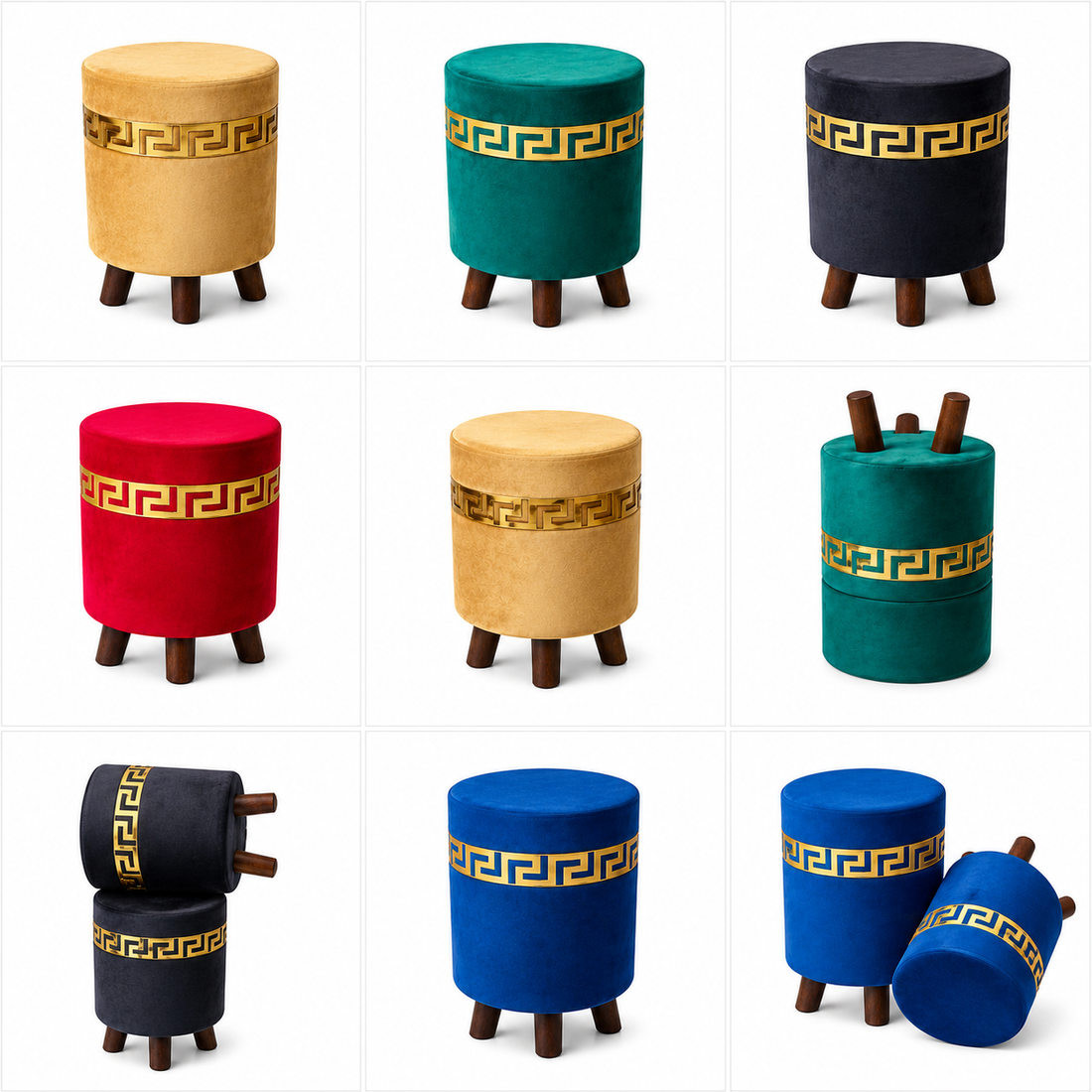 Ottoman LV Pinted Velvet Stool
