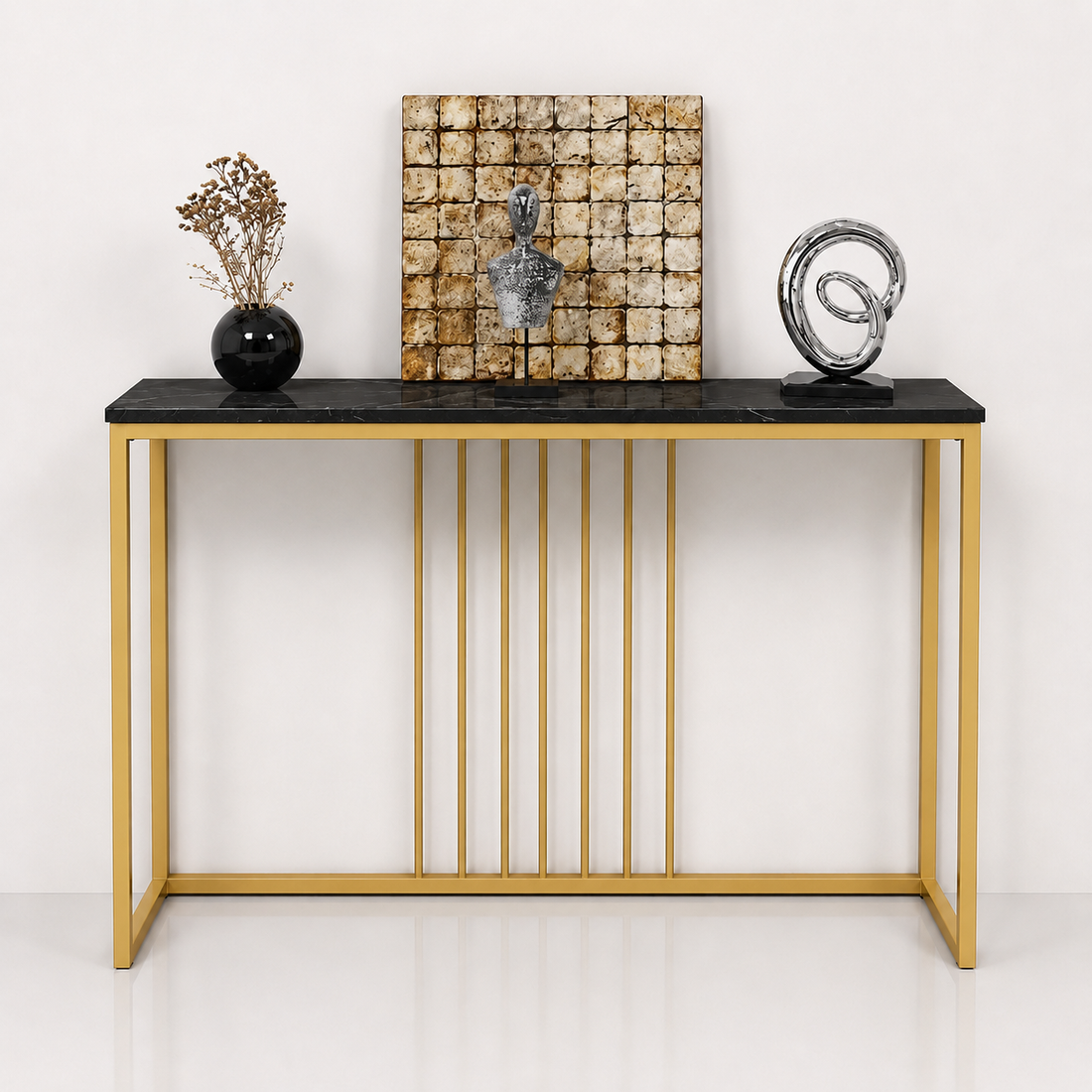 Marble Console Table for Entryway Metal Frame Table