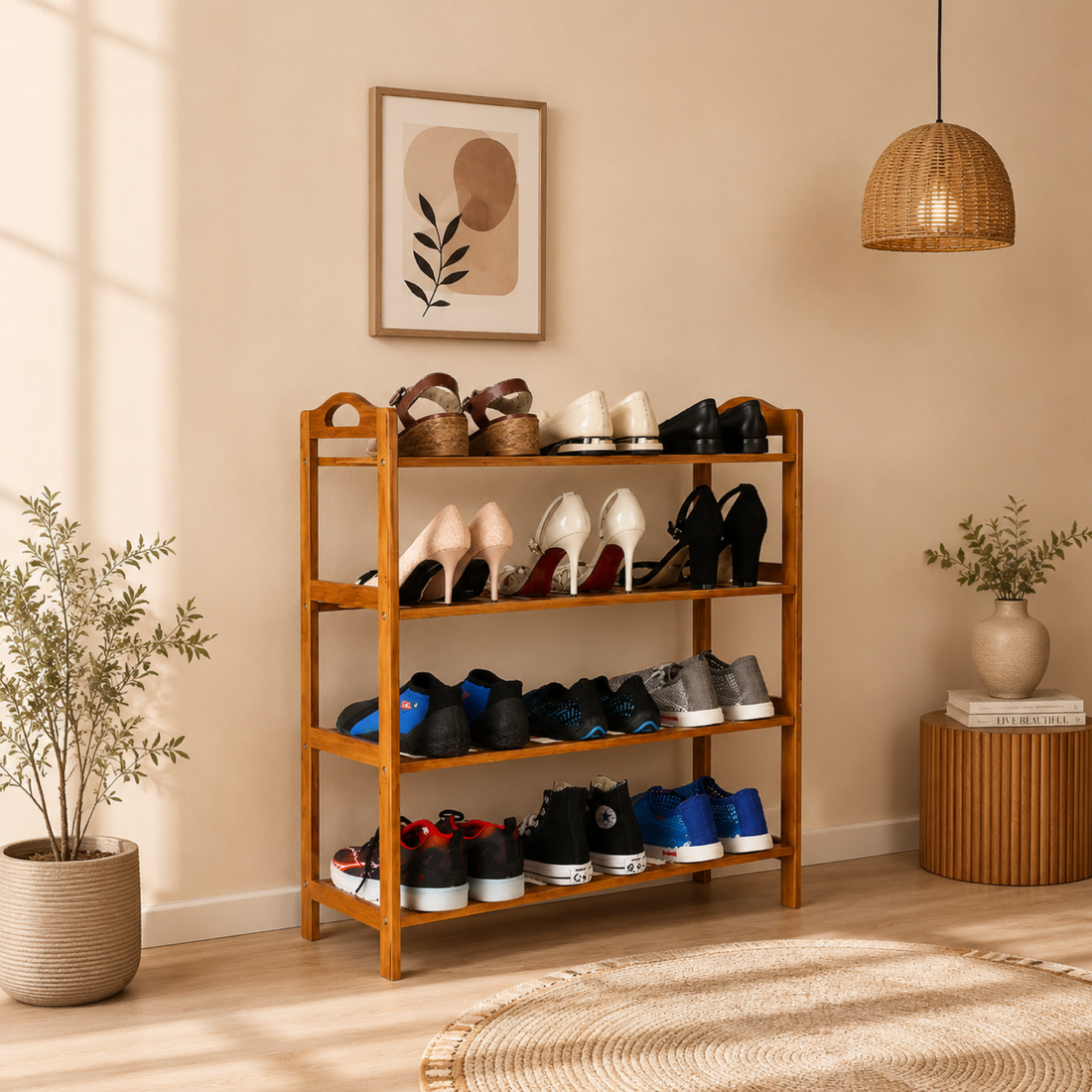 Premium Wooden Shoe Rack 3,4,5 Layers