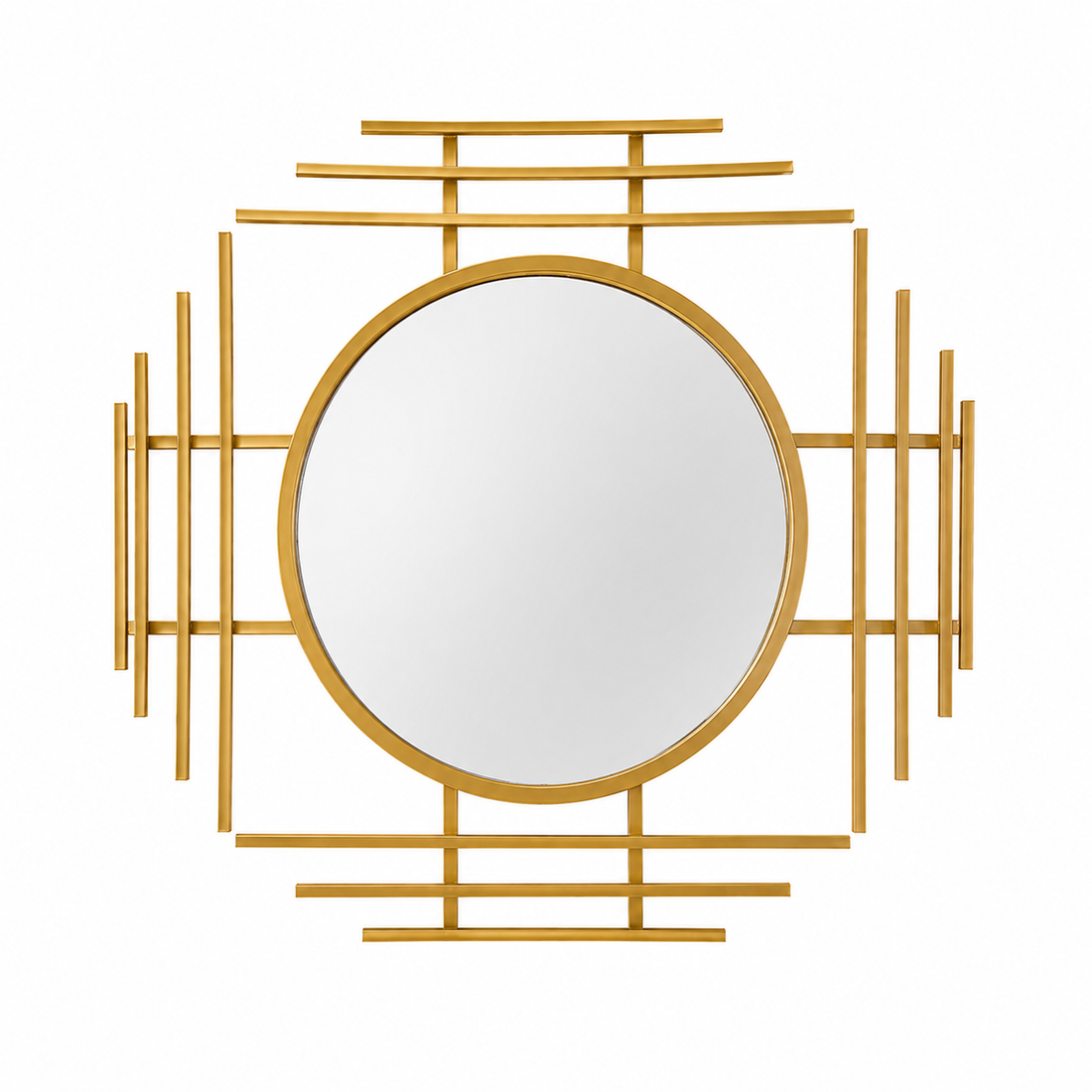 Luxury Gold Round Wall Mirror | Modern Geometric Decorative Mirror